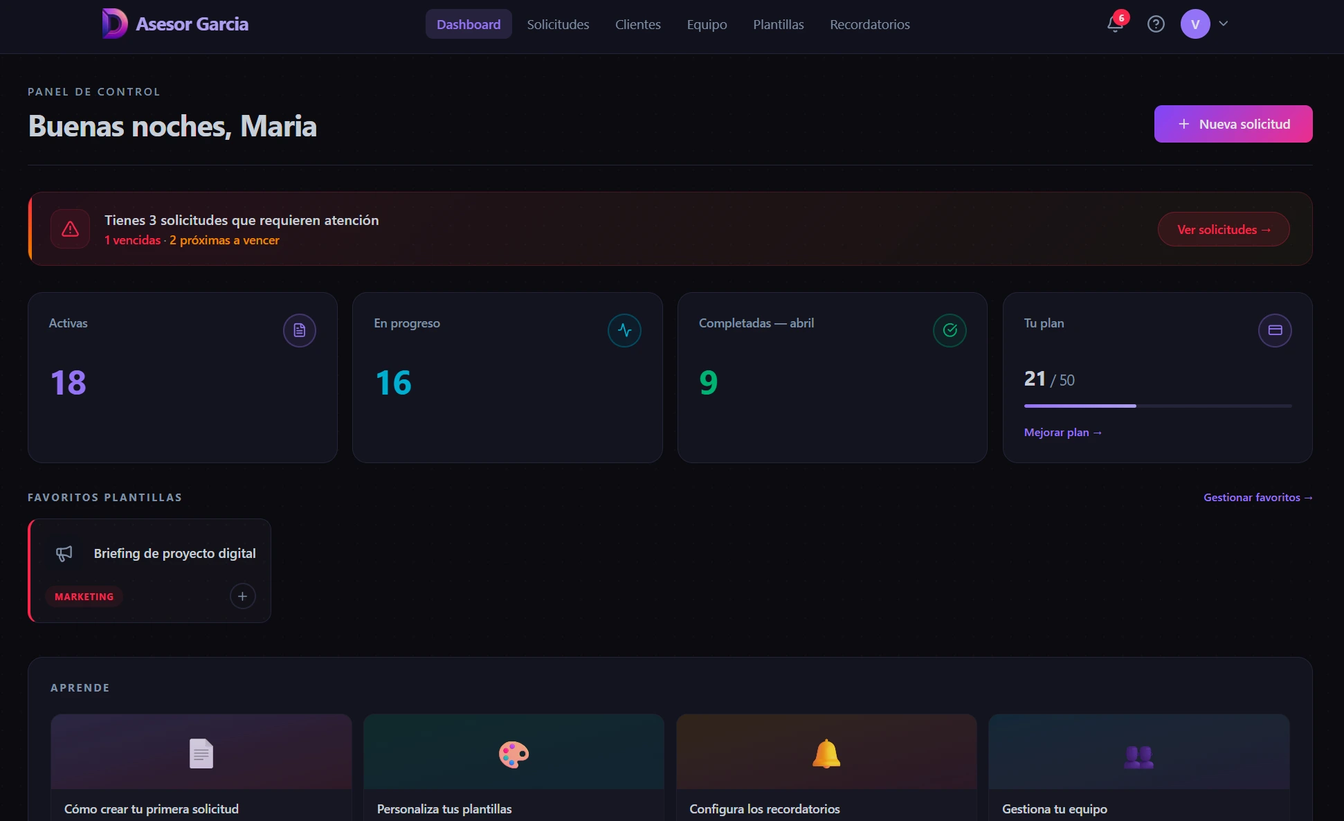 DALTO Dashboard — Panel de control
