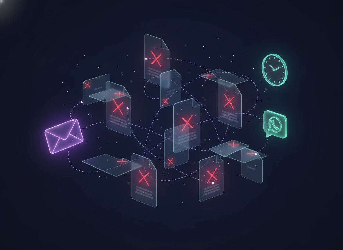 Ilustración de documentos dispersos y caos digital